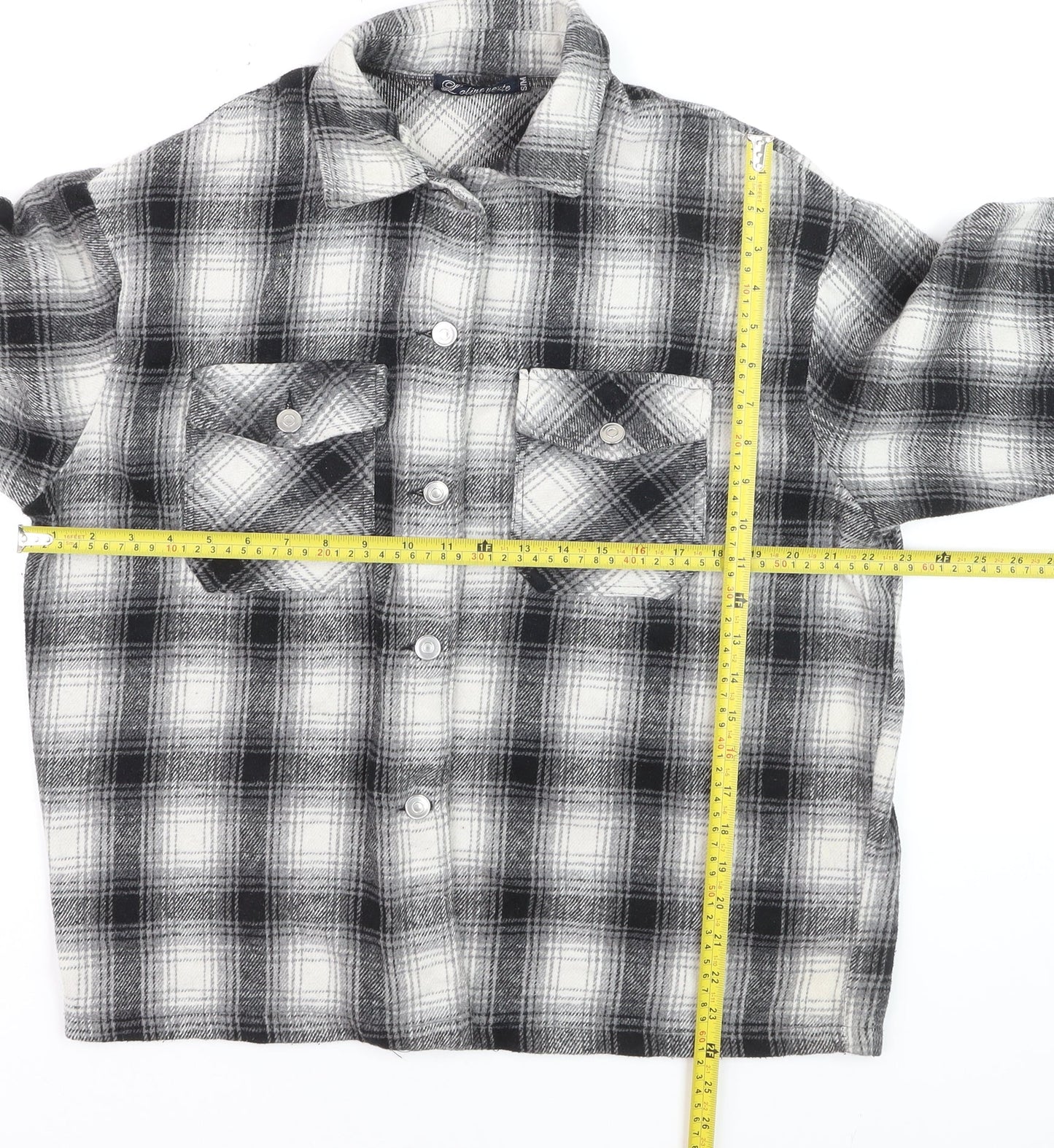 Olivier Vente Womens Grey Check Flannel Cardigan S Relaxed Fit