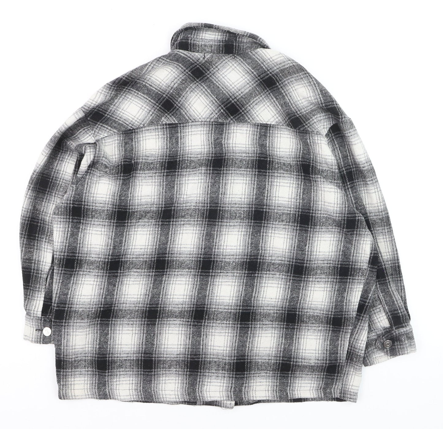 Olivier Vente Womens Grey Check Flannel Cardigan S Relaxed Fit