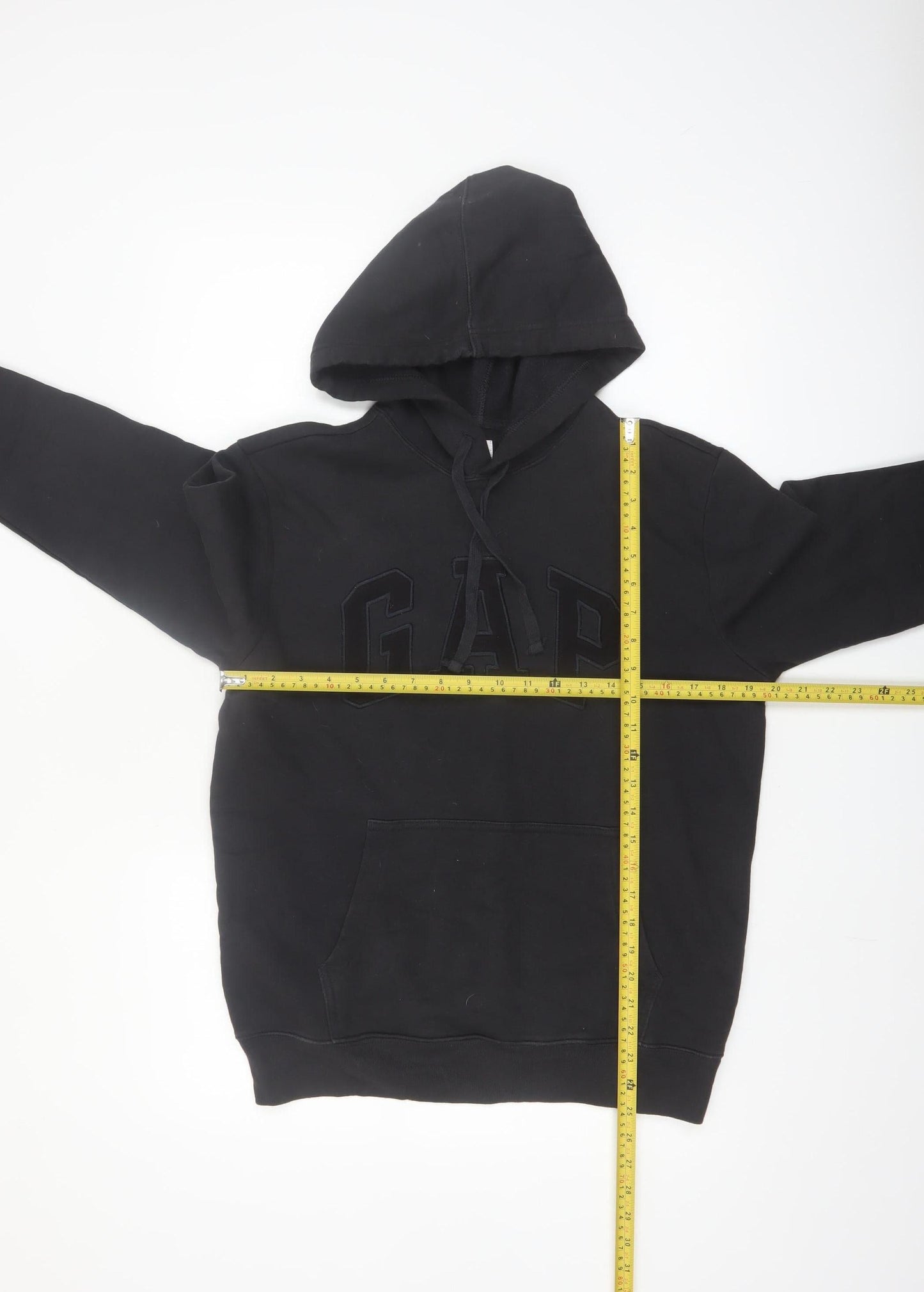 GAP Men's Black Hoodie Small Pullover Fleece Cotton Blend Logo