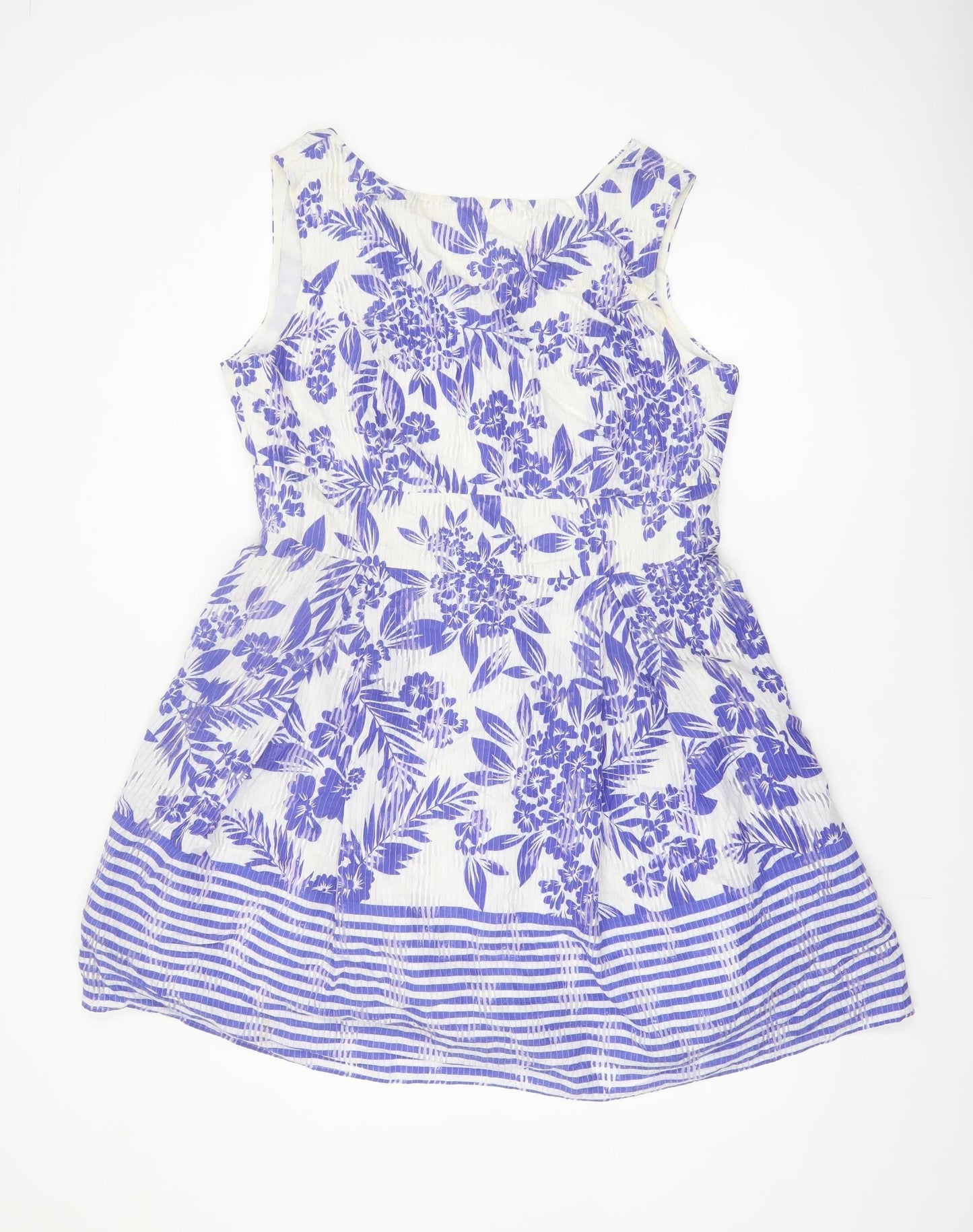 Gallery Womens Blue Floral Fit & Flare Sleeveless Knee Length Dress UK 18