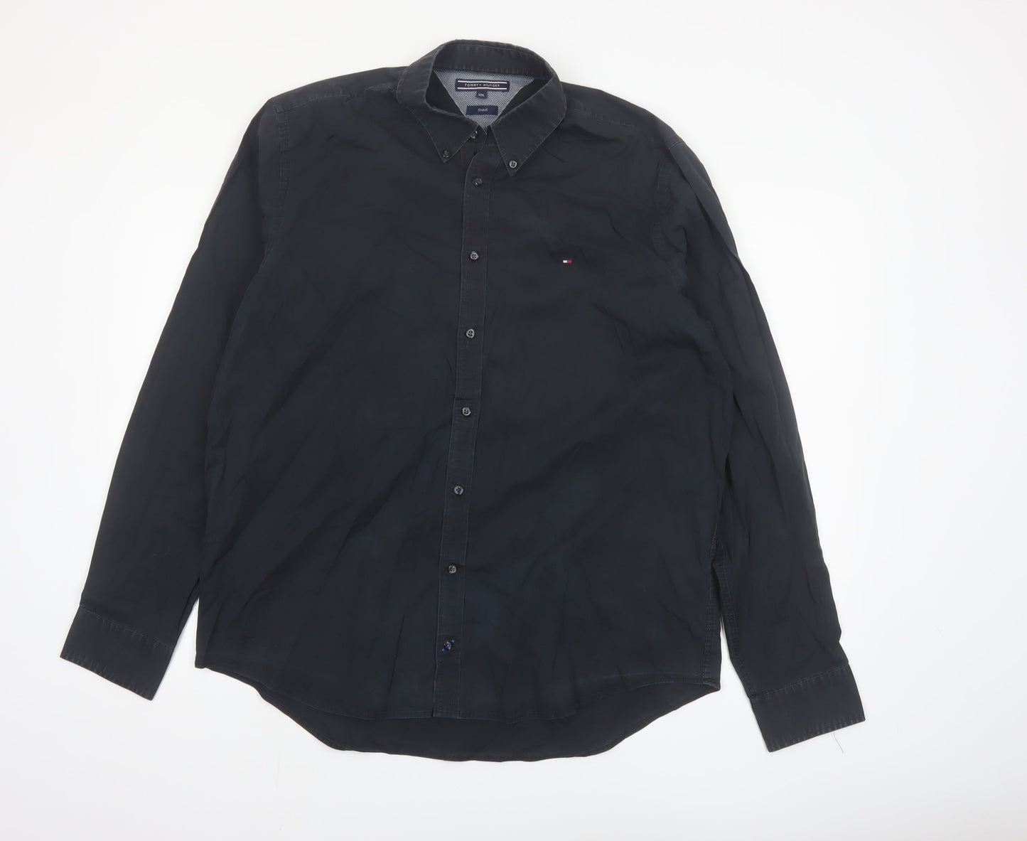Tommy Hilfiger Men's Black 2XL Stretch Cotton Long Sleeve Button-Up Shirt