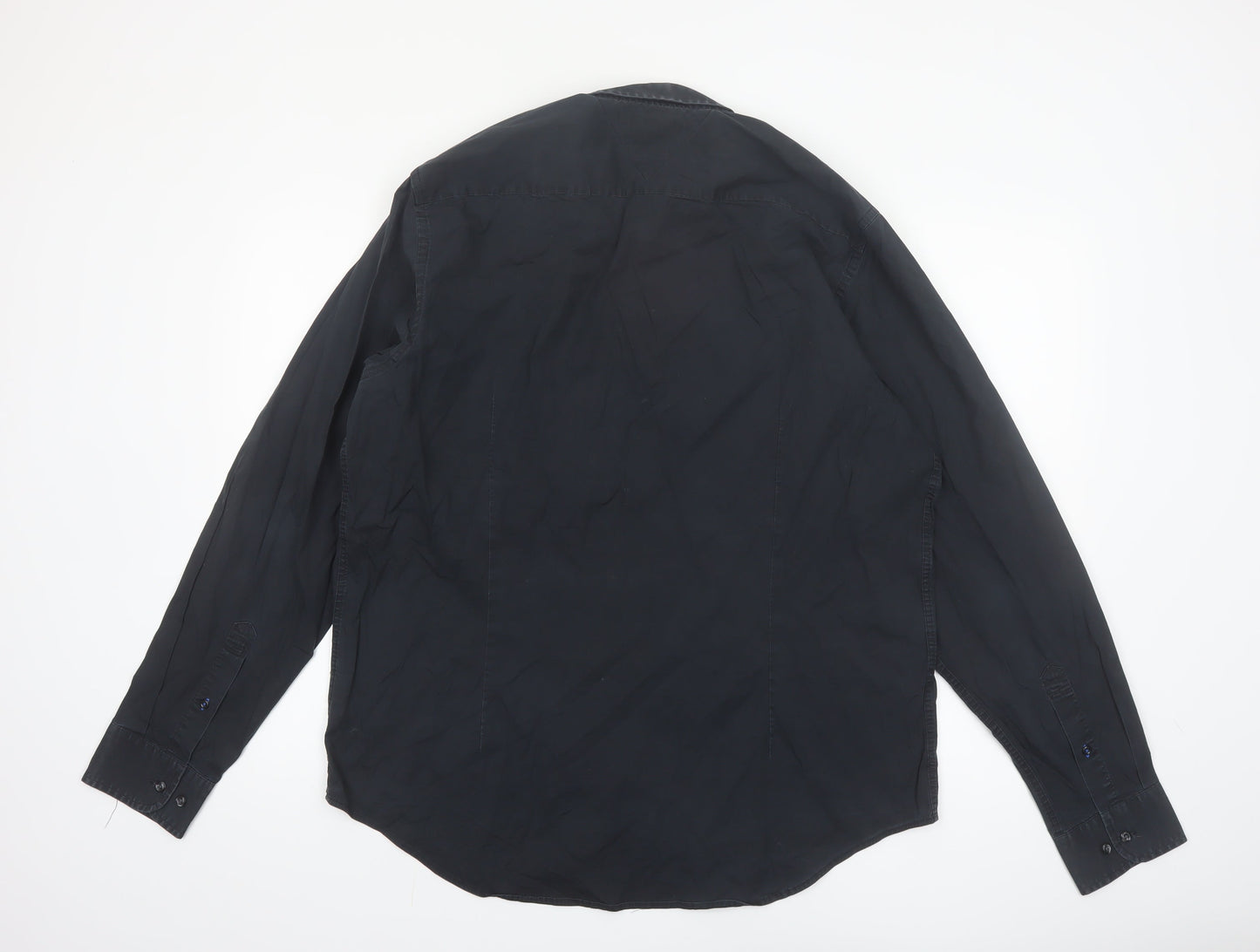 Tommy Hilfiger Men's Black 2XL Stretch Cotton Long Sleeve Button-Up Shirt