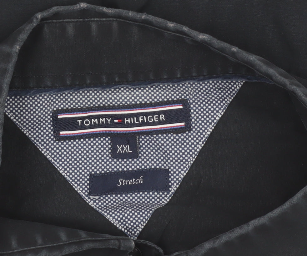 Tommy Hilfiger Men's Black 2XL Stretch Cotton Long Sleeve Button-Up Shirt