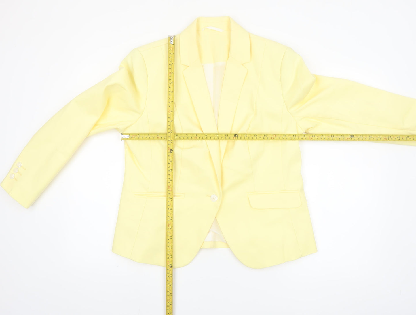 Marks and Spencer Women Yellow Single-Breasted Blazer UK 16 Cotton Blend