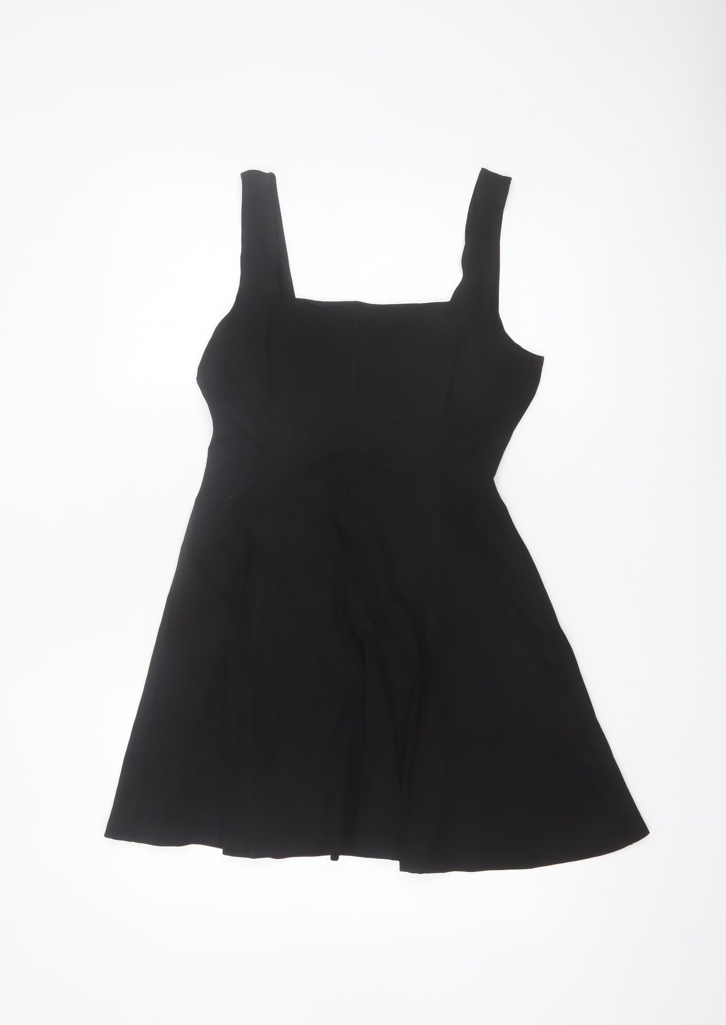 H&M Women’s Black A-Line Stretch Knee Length Dress Size 12