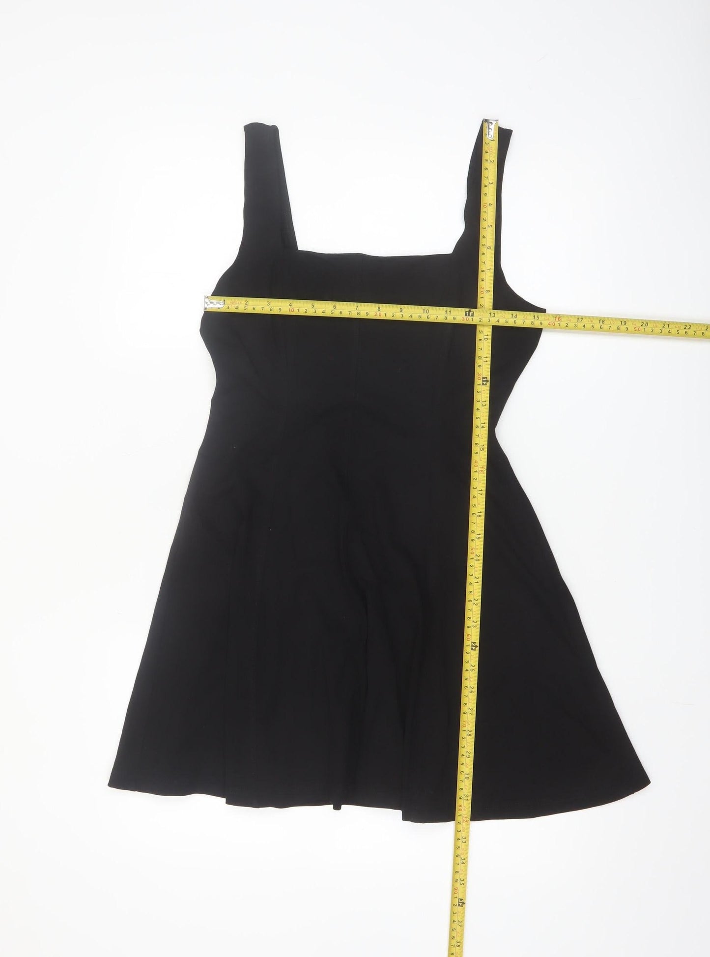H&M Women’s Black A-Line Stretch Knee Length Dress Size 12