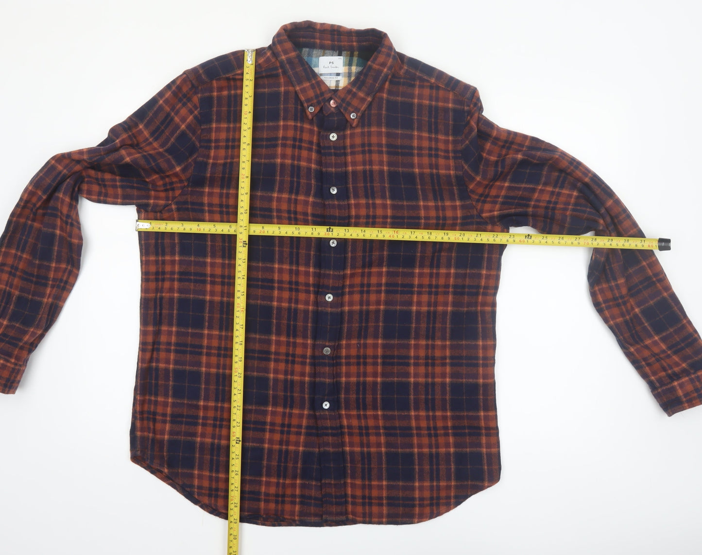 Paul Smith Men's Brown Plaid Flannel Tailored Fit Shirt 2XL