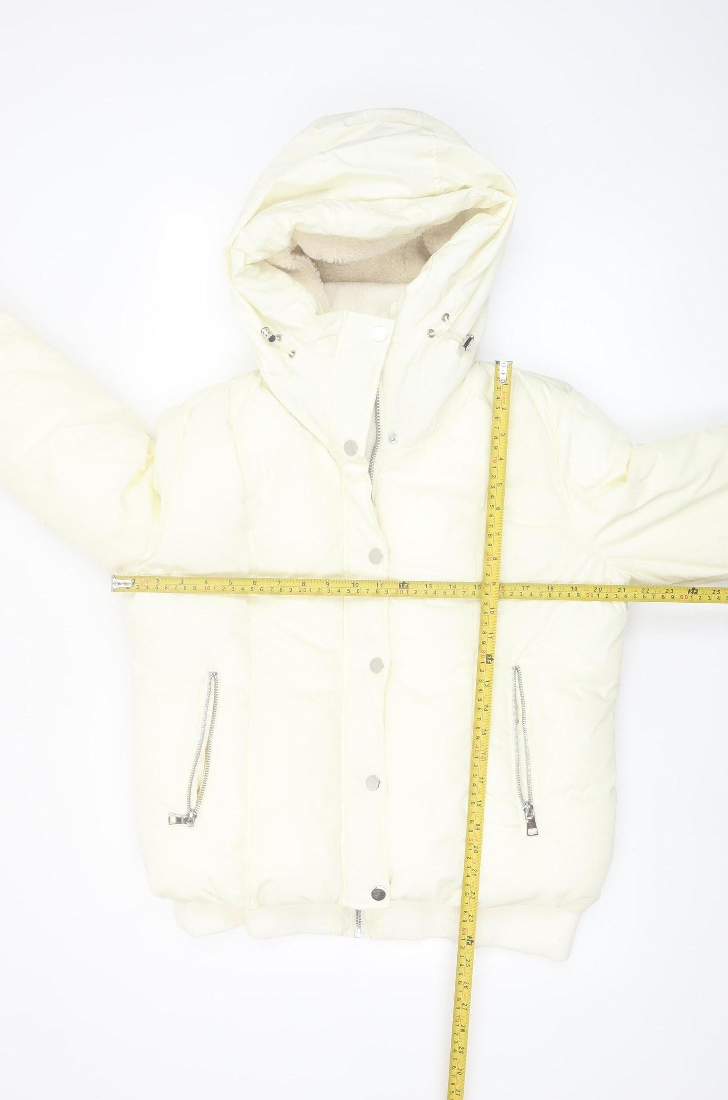 Next Women's Ivory Petite Size 14 Puffer Jacket with Hood