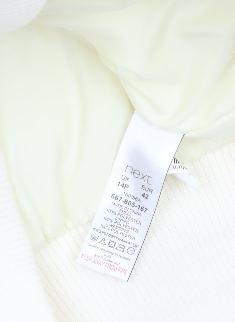Next Women's Ivory Petite Size 14 Puffer Jacket with Hood