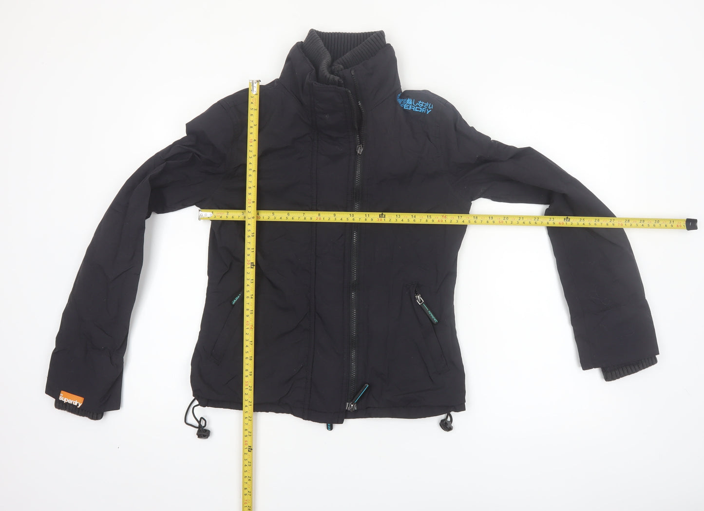 Superdry Women's Black Polyester Bomber Jacket Size S Full Zip