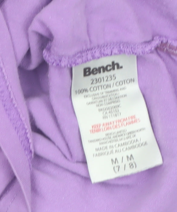 Bench Girls Purple 7-8 Years Logo Cotton Short Sleeve T-Shirt