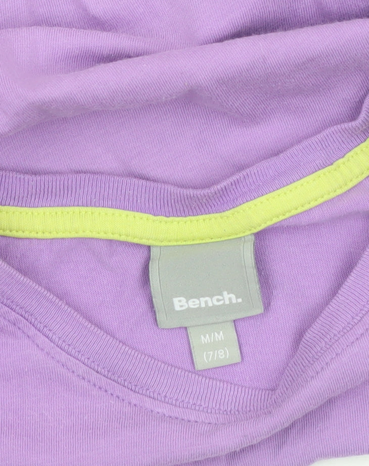 Bench Girls Purple 7-8 Years Logo Cotton Short Sleeve T-Shirt