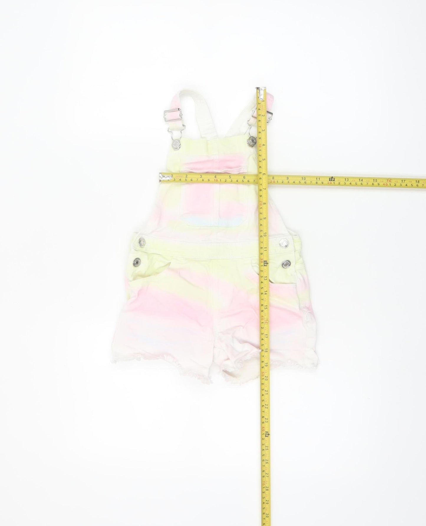 Primark Girls Multicoloured Denim Dungaree Playsuit 5-6 Years Adjustable Straps