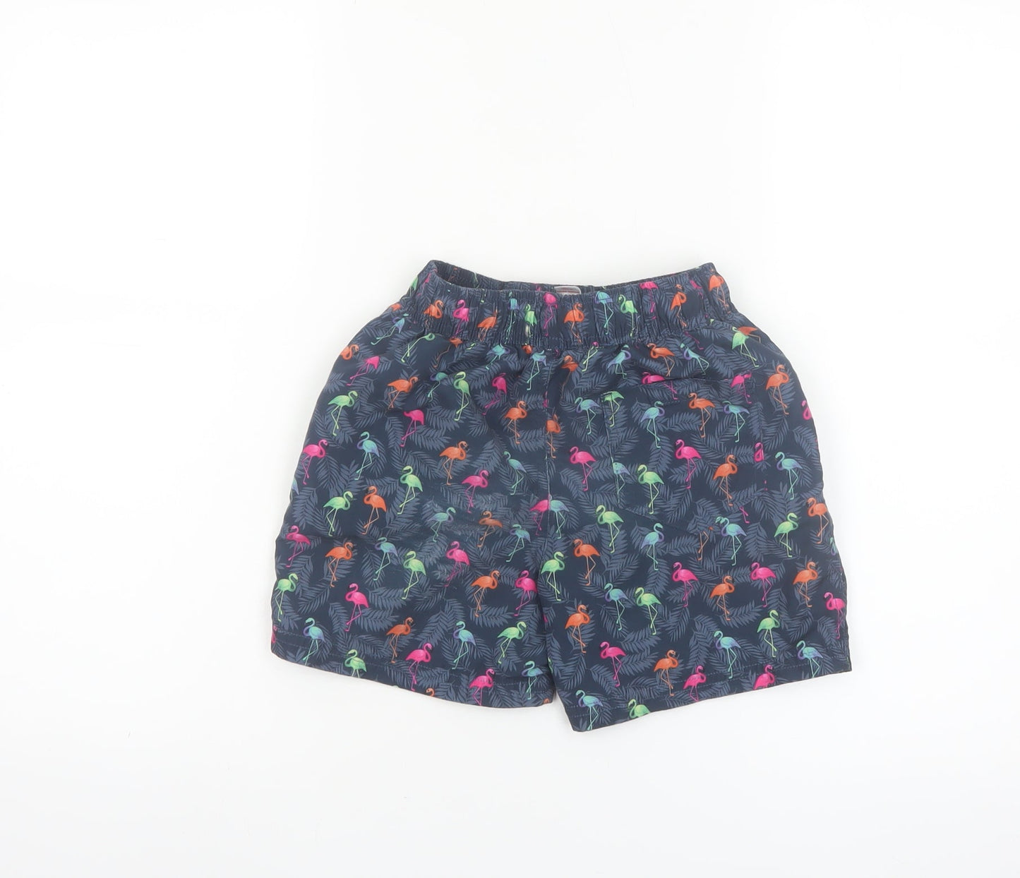 Dunnes Stores Boys Blue Flamingo Print Swim Shorts Age 8 Elastic Waist
