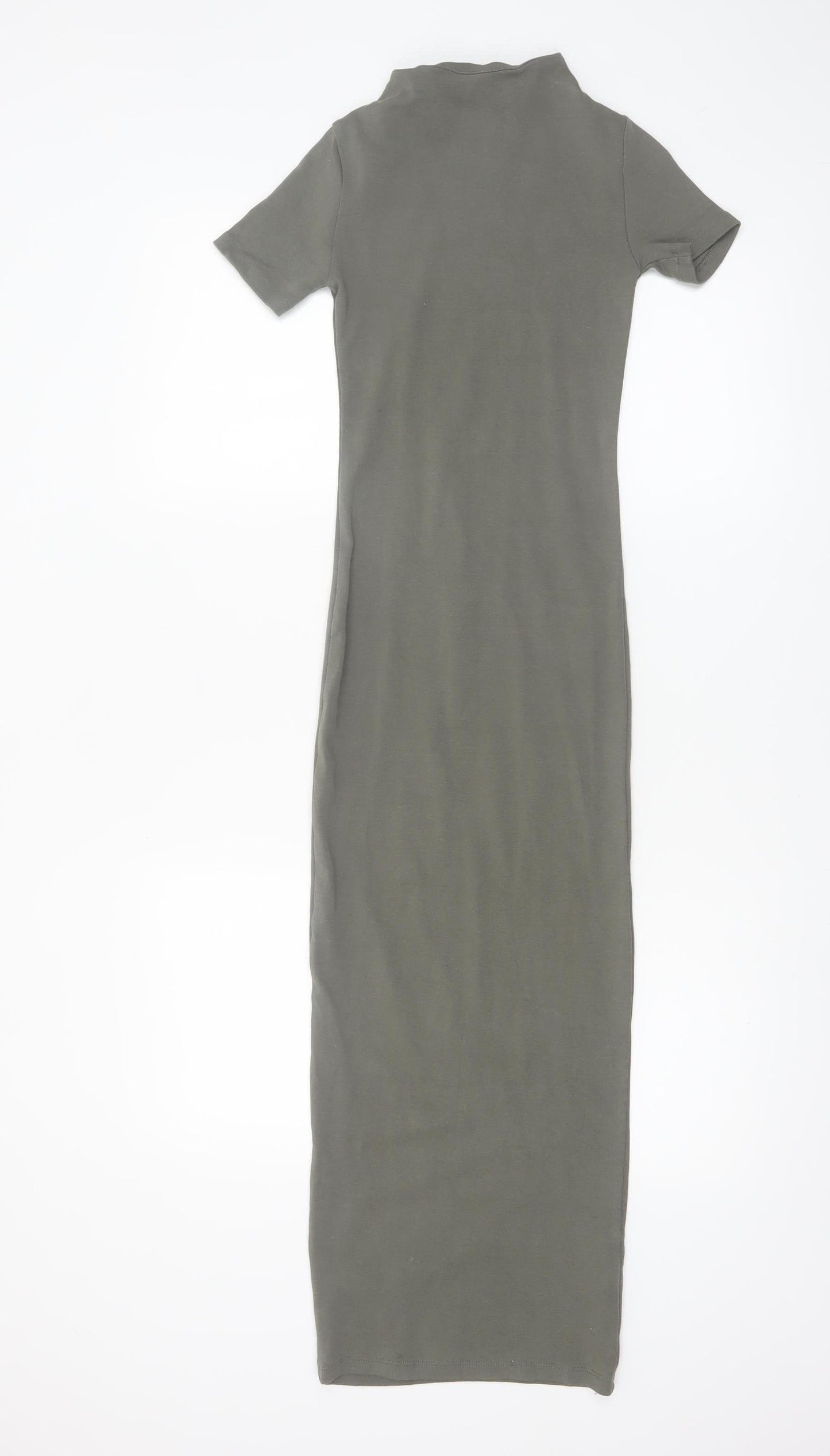Pull & Bear Women’s Green Bodycon Long Dress XS Short Sleeve