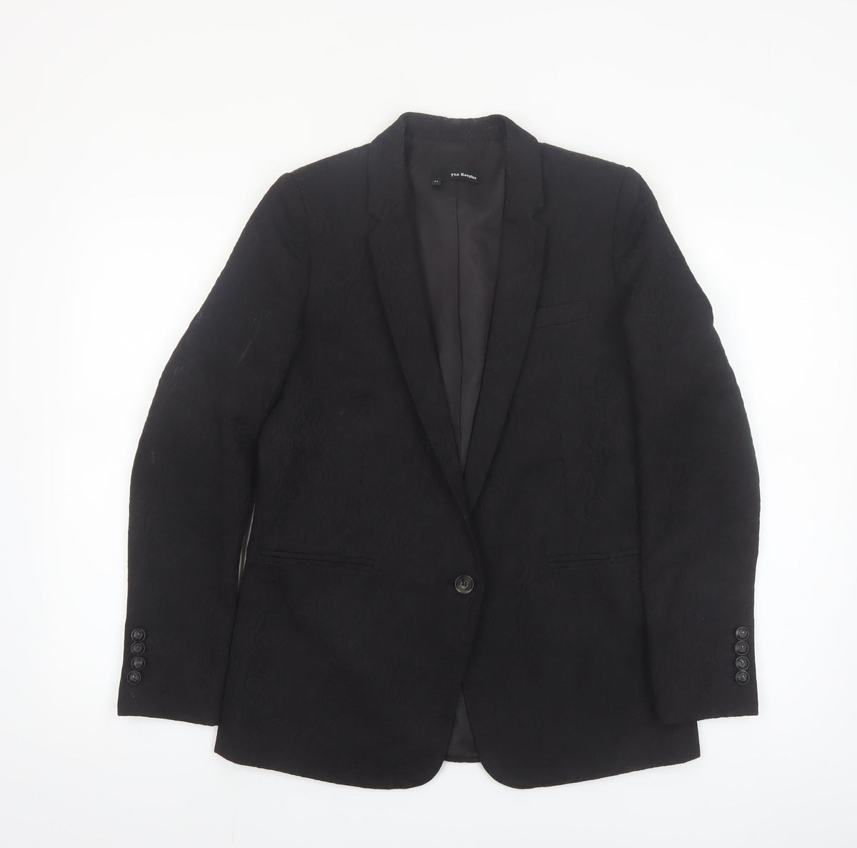 The Kooples Women's Black Single-Breasted Blazer Size 10 Jacquard Tailored Jacket