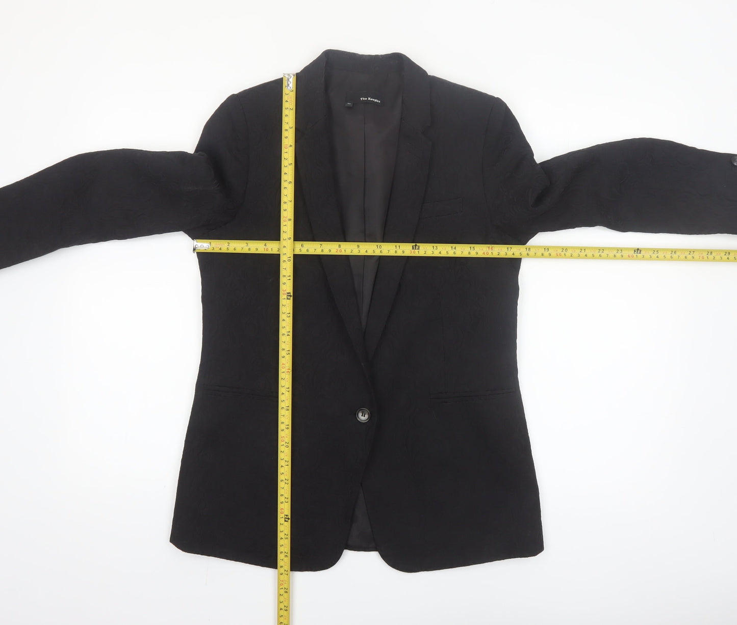 The Kooples Women's Black Single-Breasted Blazer Size 10 Jacquard Tailored Jacket