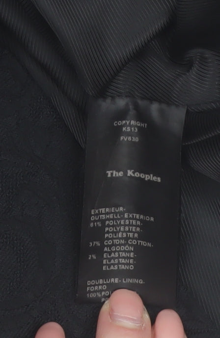 The Kooples Women's Black Single-Breasted Blazer Size 10 Jacquard Tailored Jacket