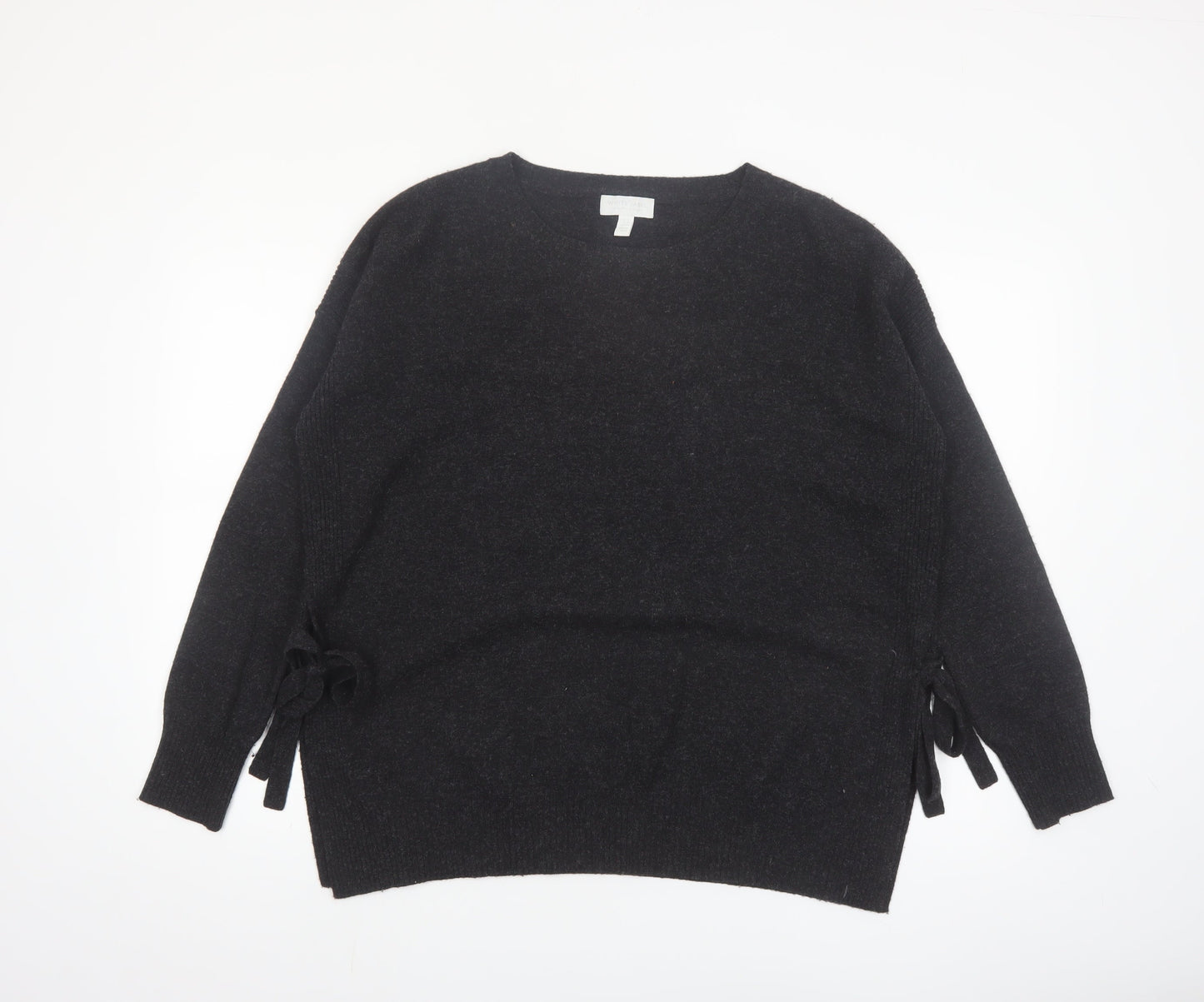 The White Company Women Black Wool Cashmere Crew Neck Jumper Size 14