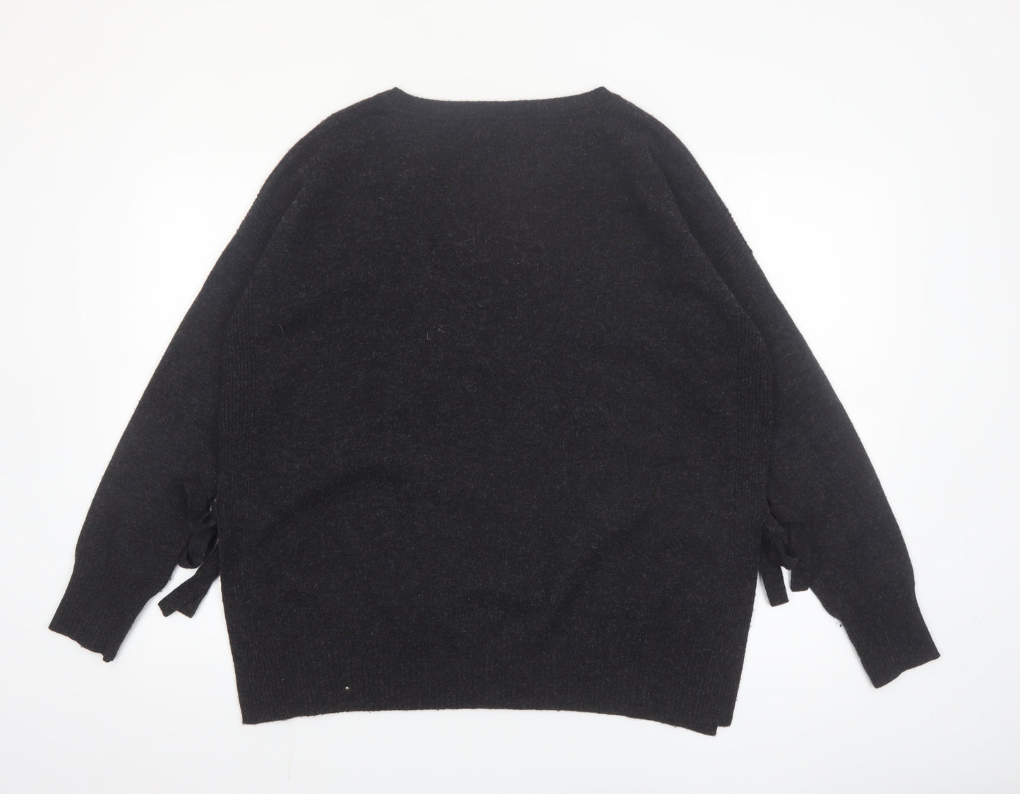 The White Company Women Black Wool Cashmere Crew Neck Jumper Size 14