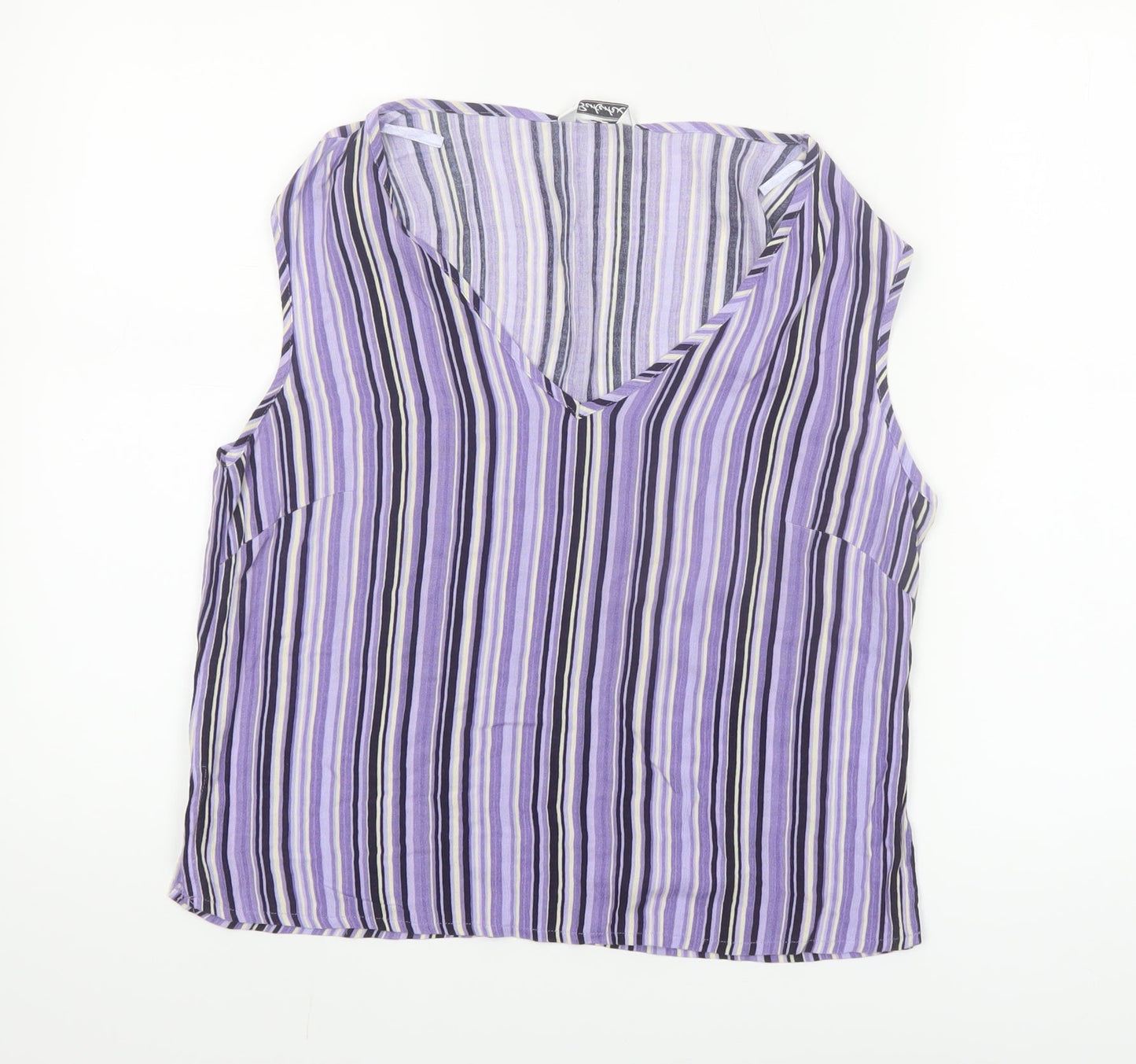 Berkertex Women's Purple Striped Sleeveless Viscose Blouse Size 12