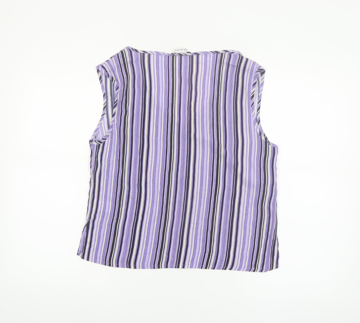 Berkertex Women's Purple Striped Sleeveless Viscose Blouse Size 12