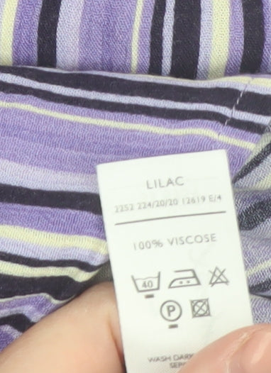 Berkertex Women's Purple Striped Sleeveless Viscose Blouse Size 12