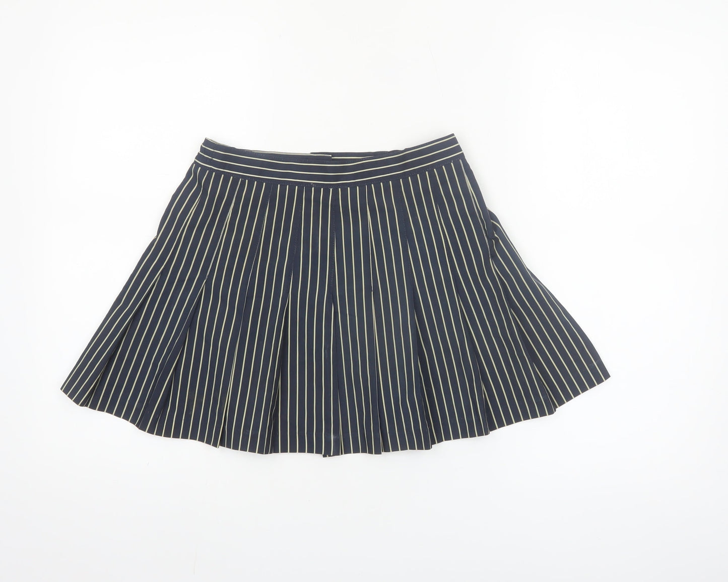 Tail Womens Blue Striped Pleated Skirt Size 10 Microfibre