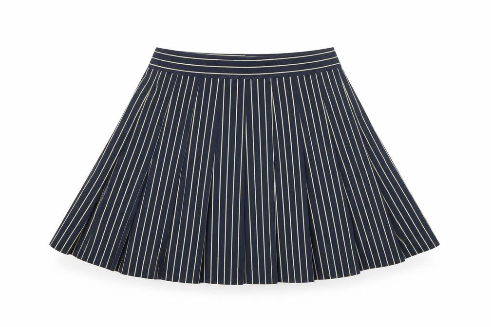 Tail Womens Blue Striped Pleated Skirt Size 10 Microfibre