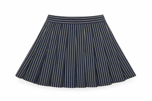 Tail Womens Blue Striped Pleated Skirt Size 10 Microfibre
