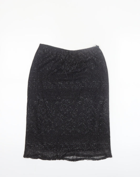 Dorothy Perkins Women’s Black Glitter Pencil Skirt Size 8