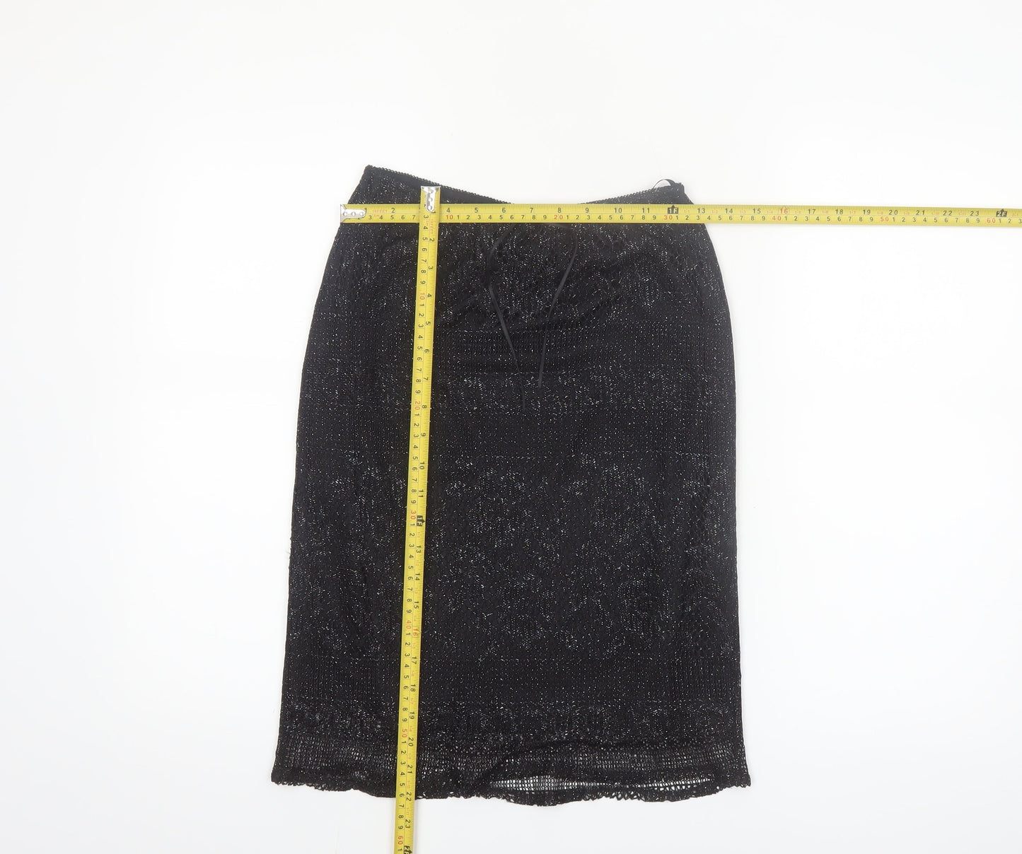 Dorothy Perkins Women’s Black Glitter Pencil Skirt Size 8