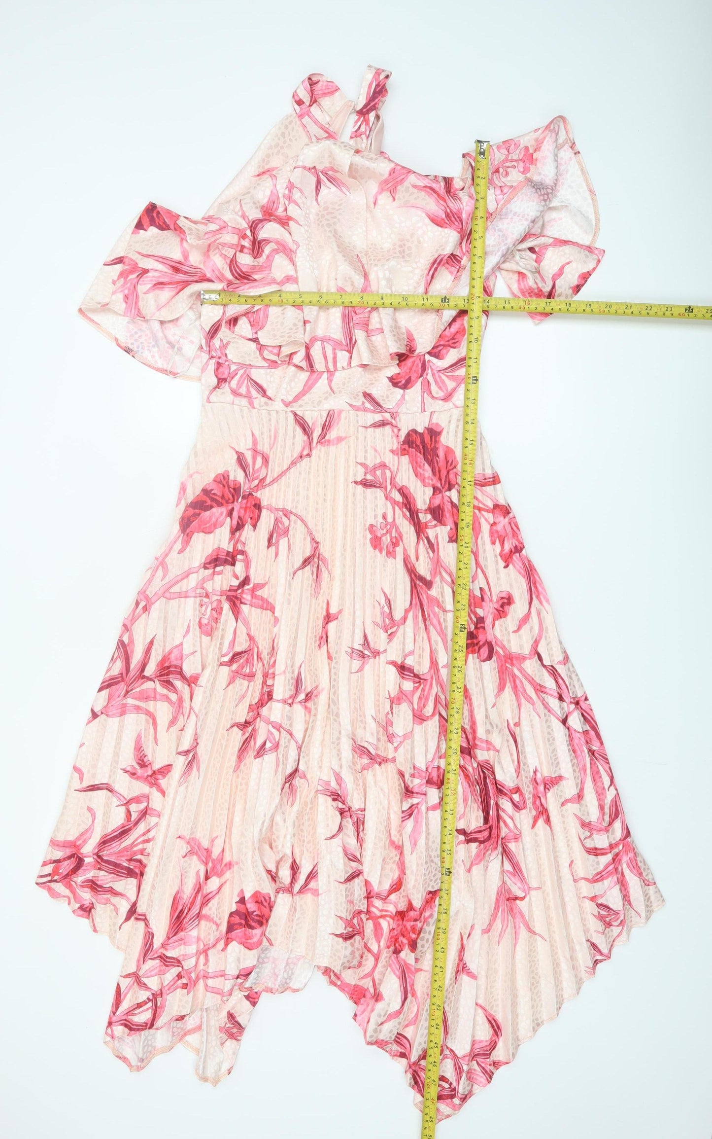Lipsy Women Pink Floral Asymmetric Midi Dress Size 10