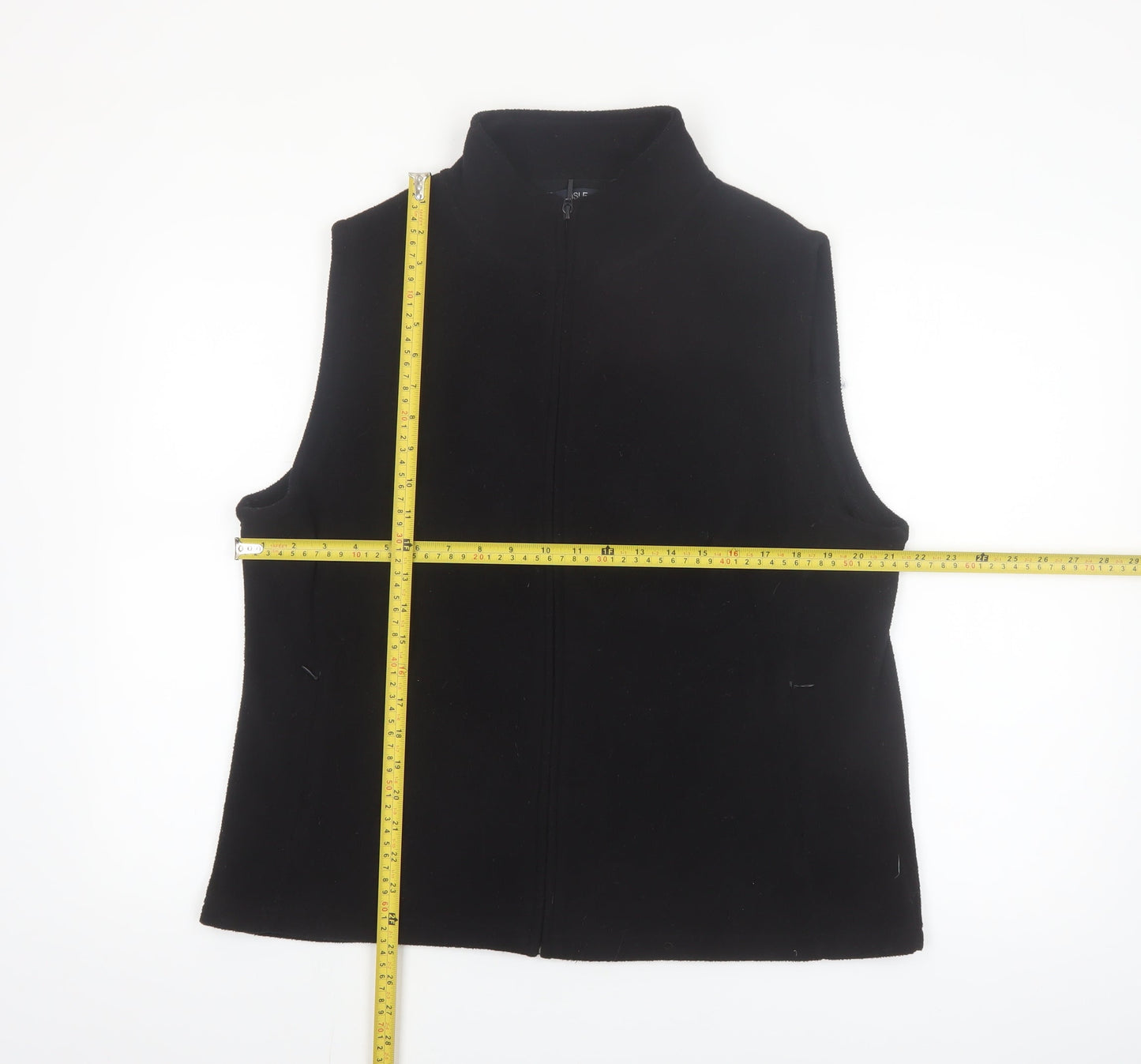 Isle Essentials Women's Black Fleece Waistcoat Size 18-20 L Zip Front