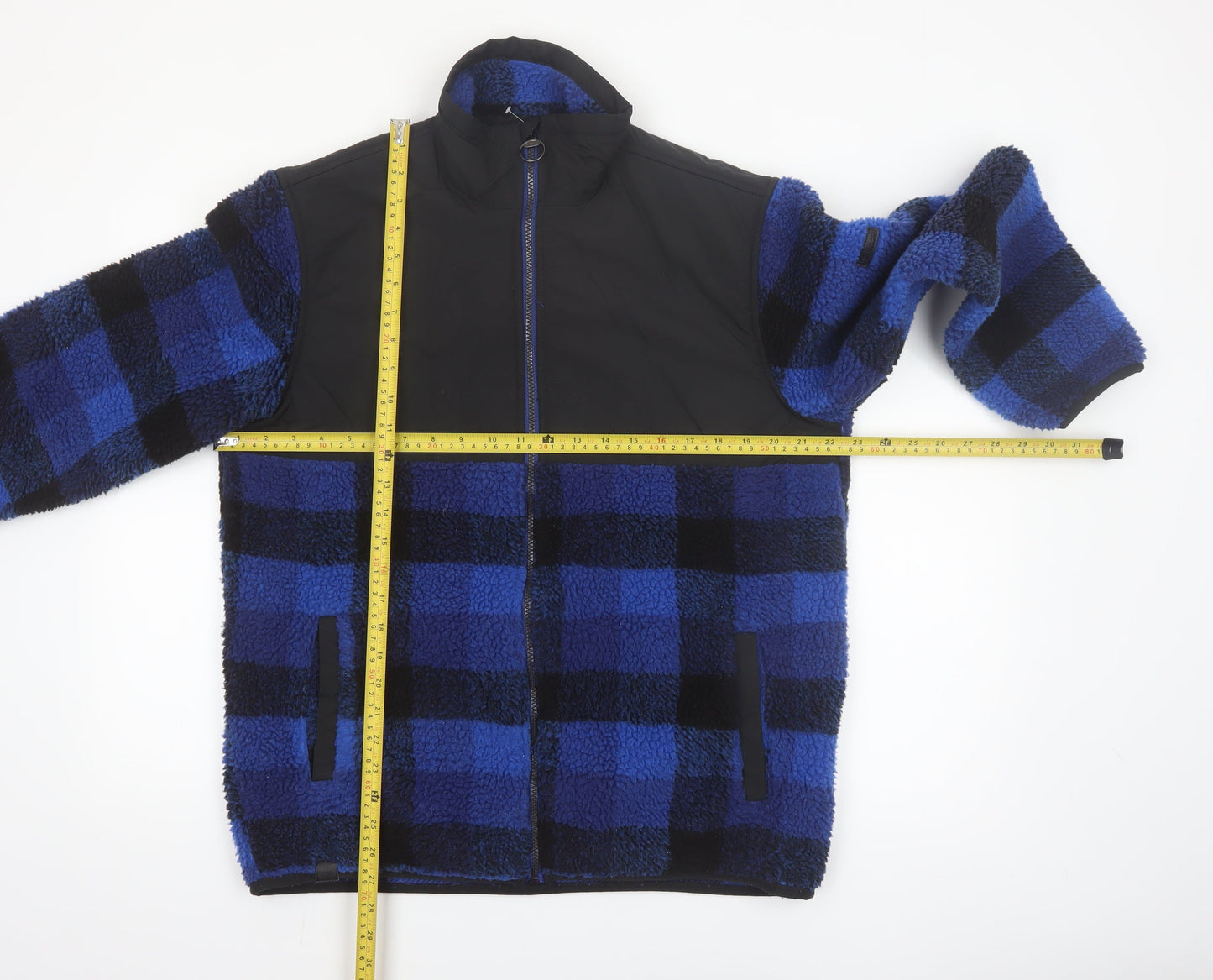 Regatta Mens Blue Check Fleece Jacket L Full Zip Outdoor Winter