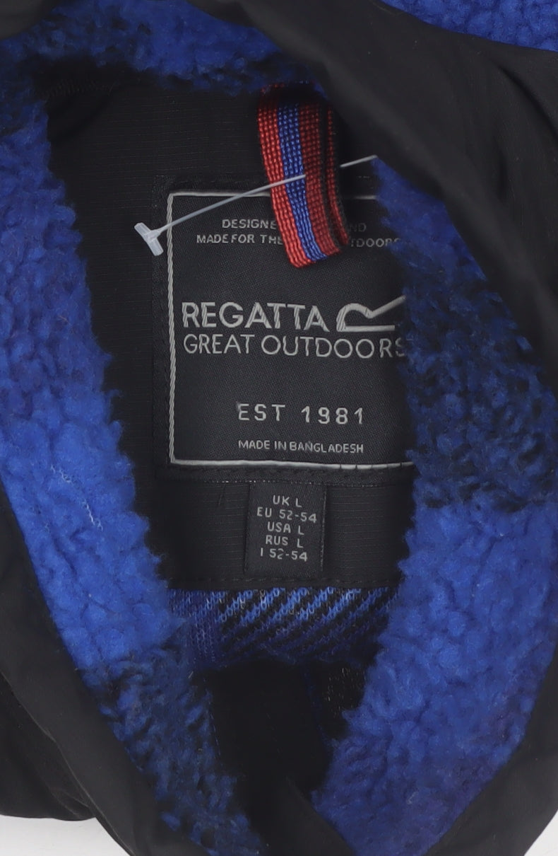 Regatta Mens Blue Check Fleece Jacket L Full Zip Outdoor Winter