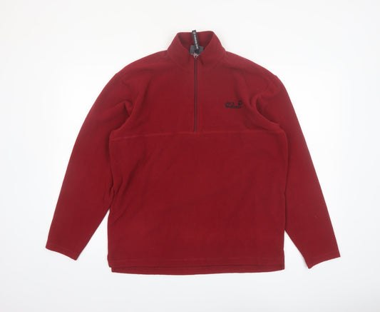 Jack Wolfskin Men's Red Fleece 1/2 Zip Pullover Sweatshirt Size S