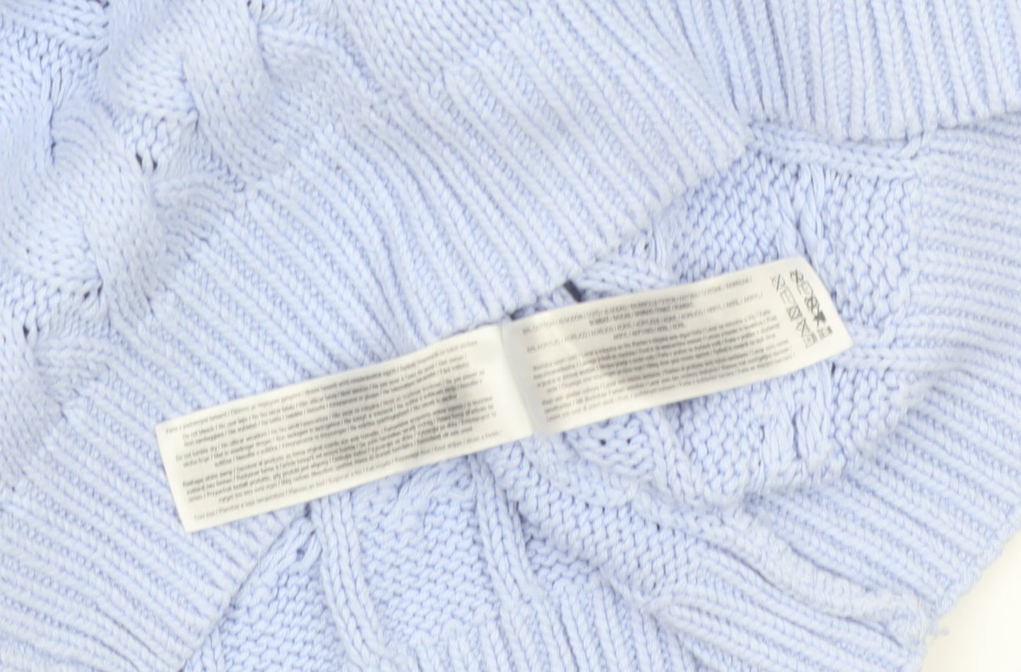 Primark Women Blue Cable-Knit Cotton Blend Pullover Jumper Size S