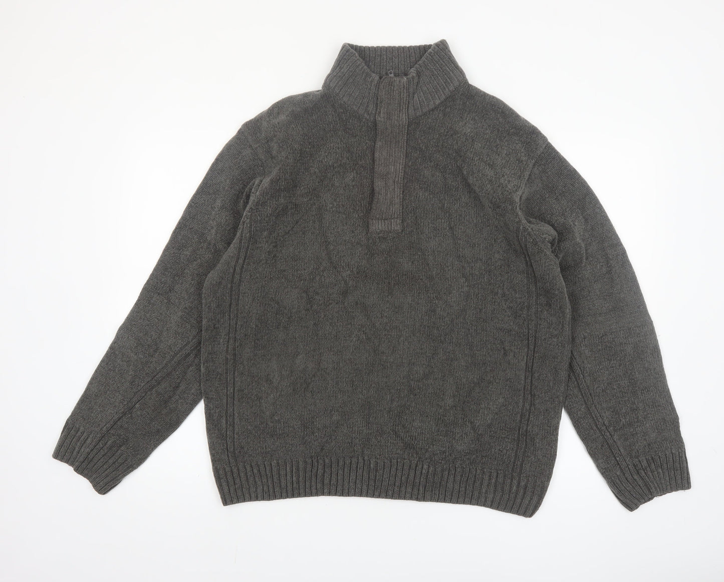 Dunnes Men’s Grey Acrylic 1/4 Zip High Neck Jumper L