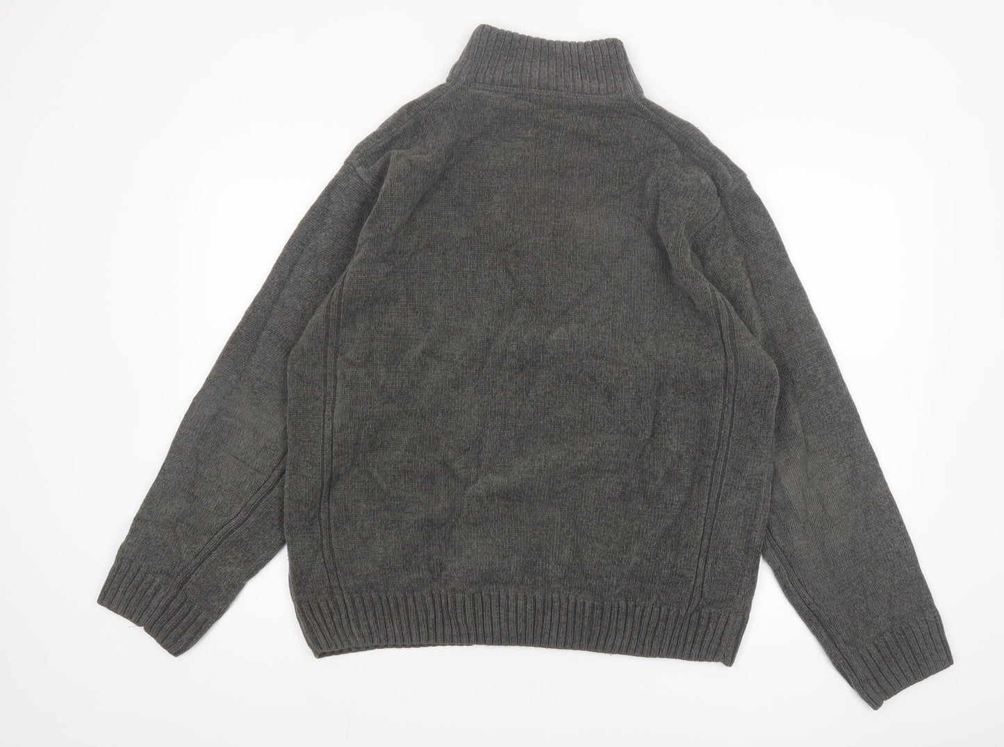 Dunnes Men’s Grey Acrylic 1/4 Zip High Neck Jumper L