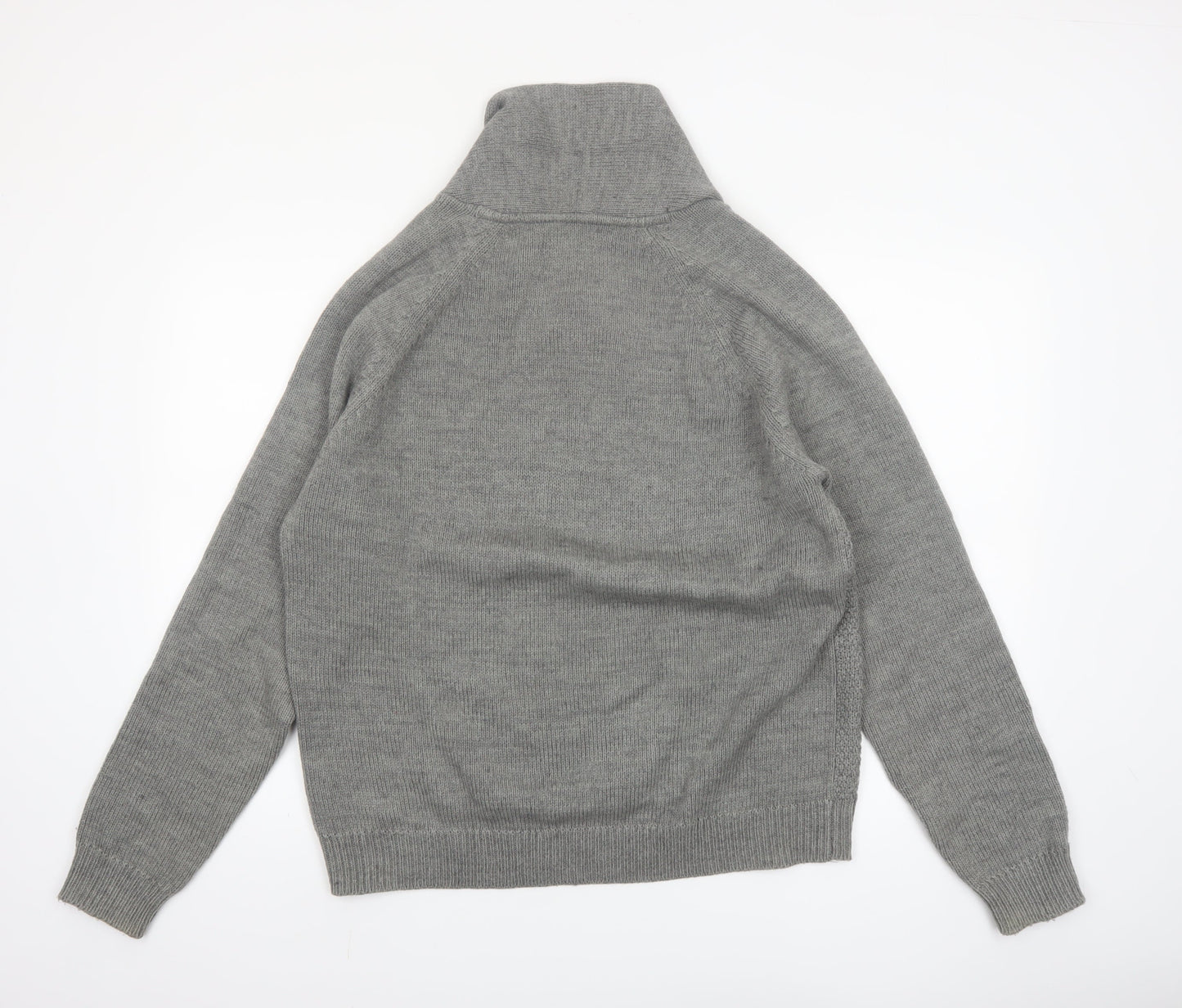 Threadbare Men's Grey Cable-Knit Shawl Collar Pullover Jumper Size L