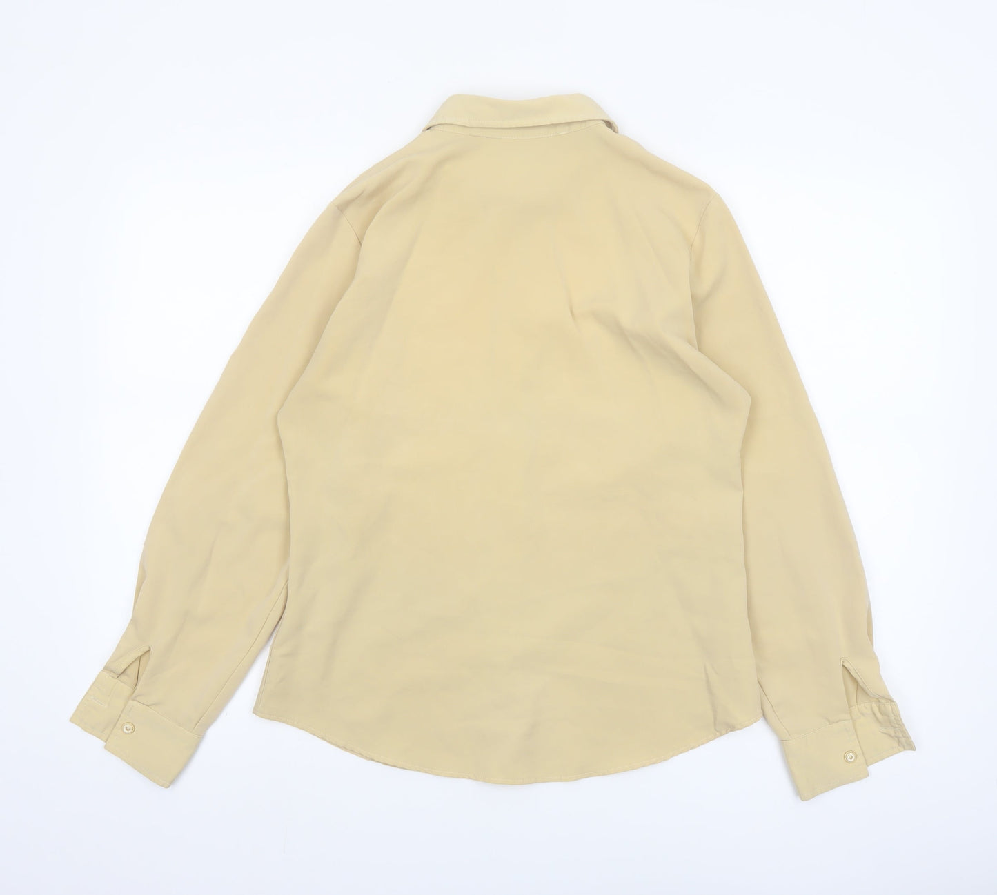 Liza Lovell Women Beige Button-Up Long Sleeve Polyester Shirt Size 10