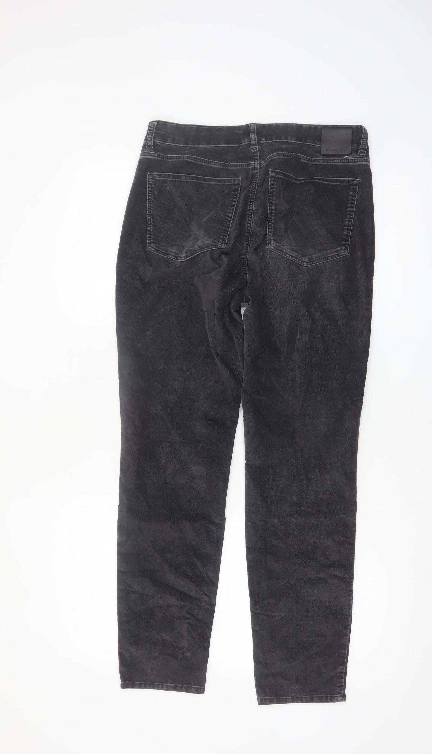 Massimo Dutti Women's Black Slim Chino Corduroy Trousers UK 8
