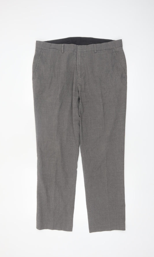 Mark Law Men's Grey 36R Dress Pants Trousers Regular Fit