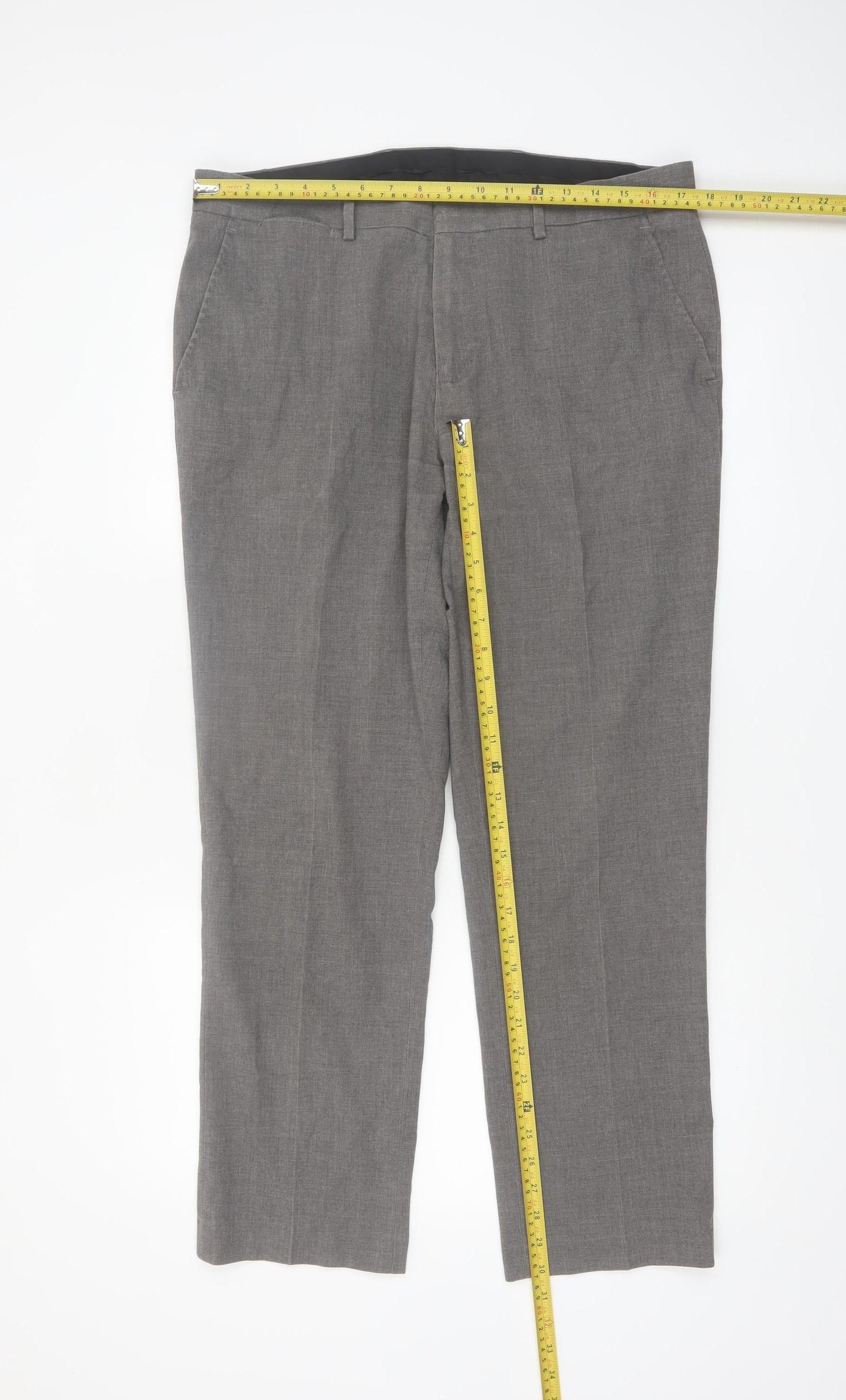 Mark Law Men's Grey 36R Dress Pants Trousers Regular Fit