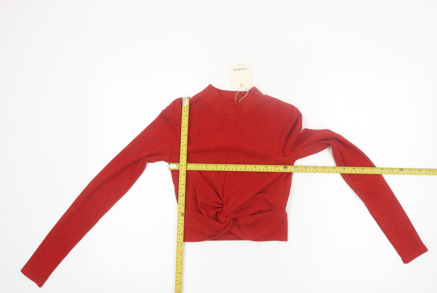Pull & Bear Women’s Red Mock Neck Cropped Long Sleeve Top Size 8
