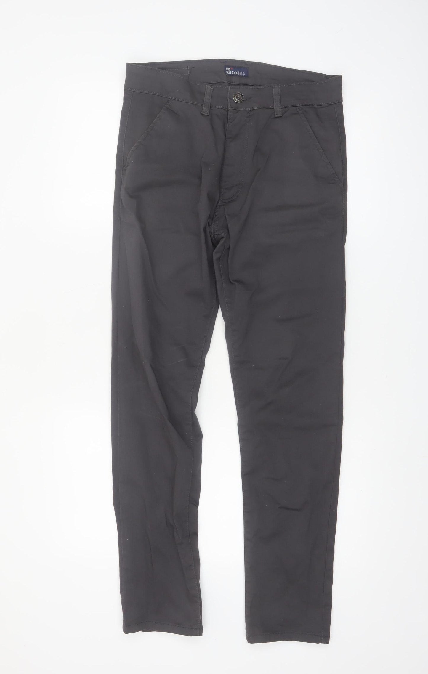 Enzo Jeans Men's Black Slim Fit Chino Trousers 30S
