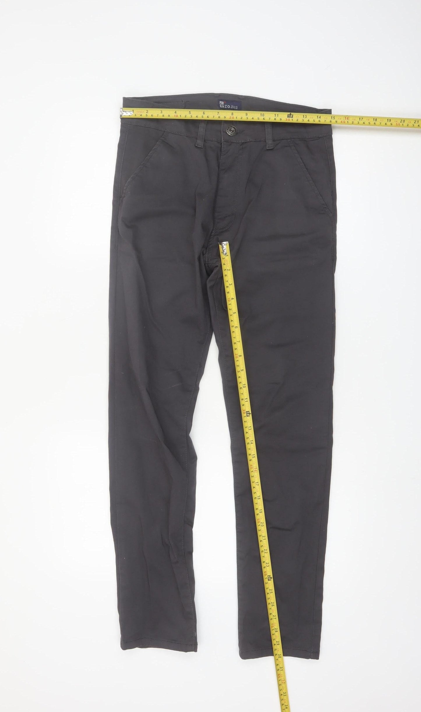 Enzo Jeans Men's Black Slim Fit Chino Trousers 30S