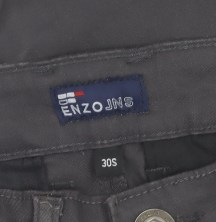 Enzo Jeans Men's Black Slim Fit Chino Trousers 30S