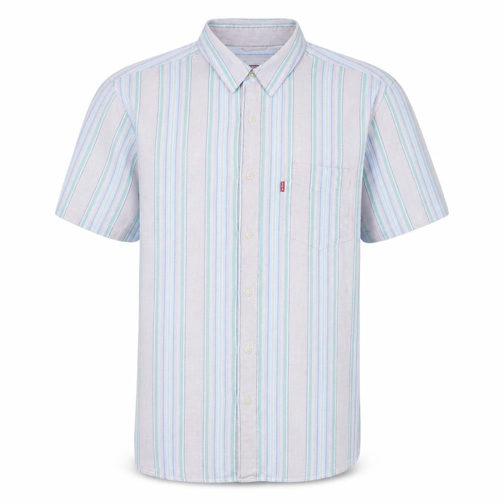 Levi's Men's Multicoloured Striped Short Sleeve Button-Up Shirt M